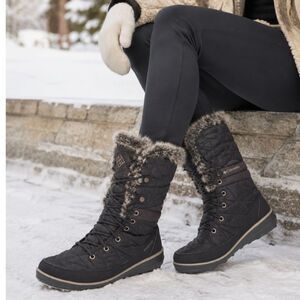 Columbia Waterproof Omni Grip Winter Boots Faux Fur Black Womens 9